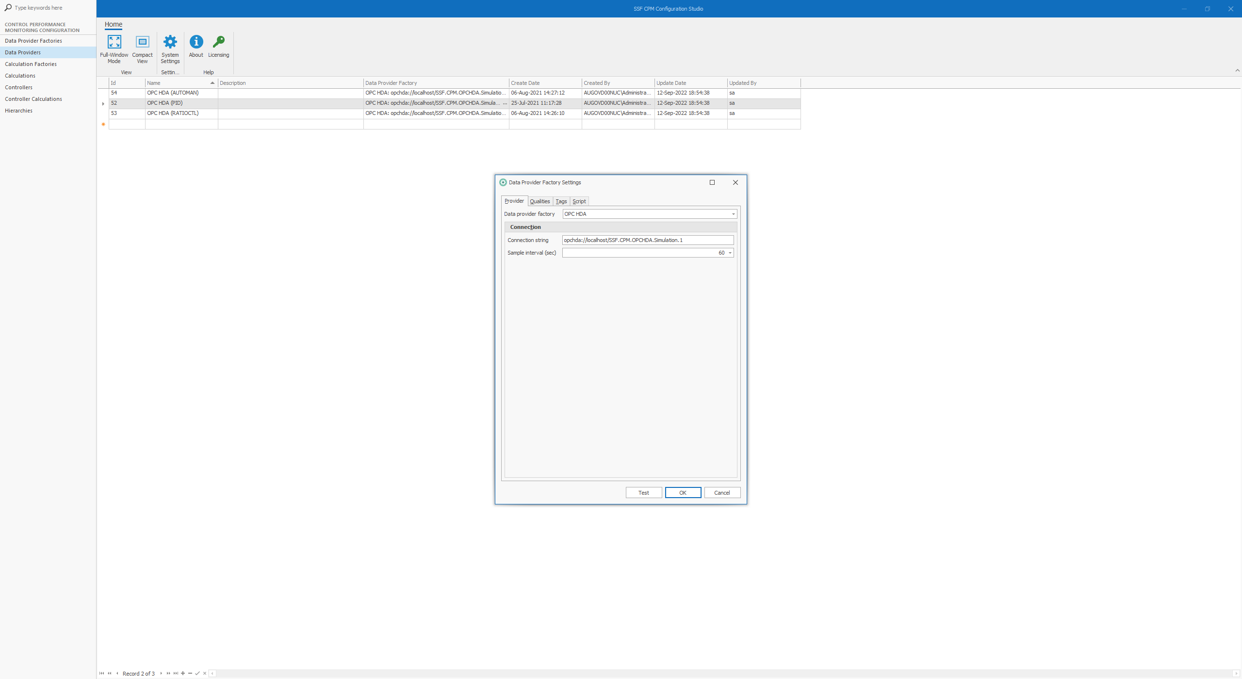 Control Loop Performance Monitoring OPC HDA Data Provider Configuration 1