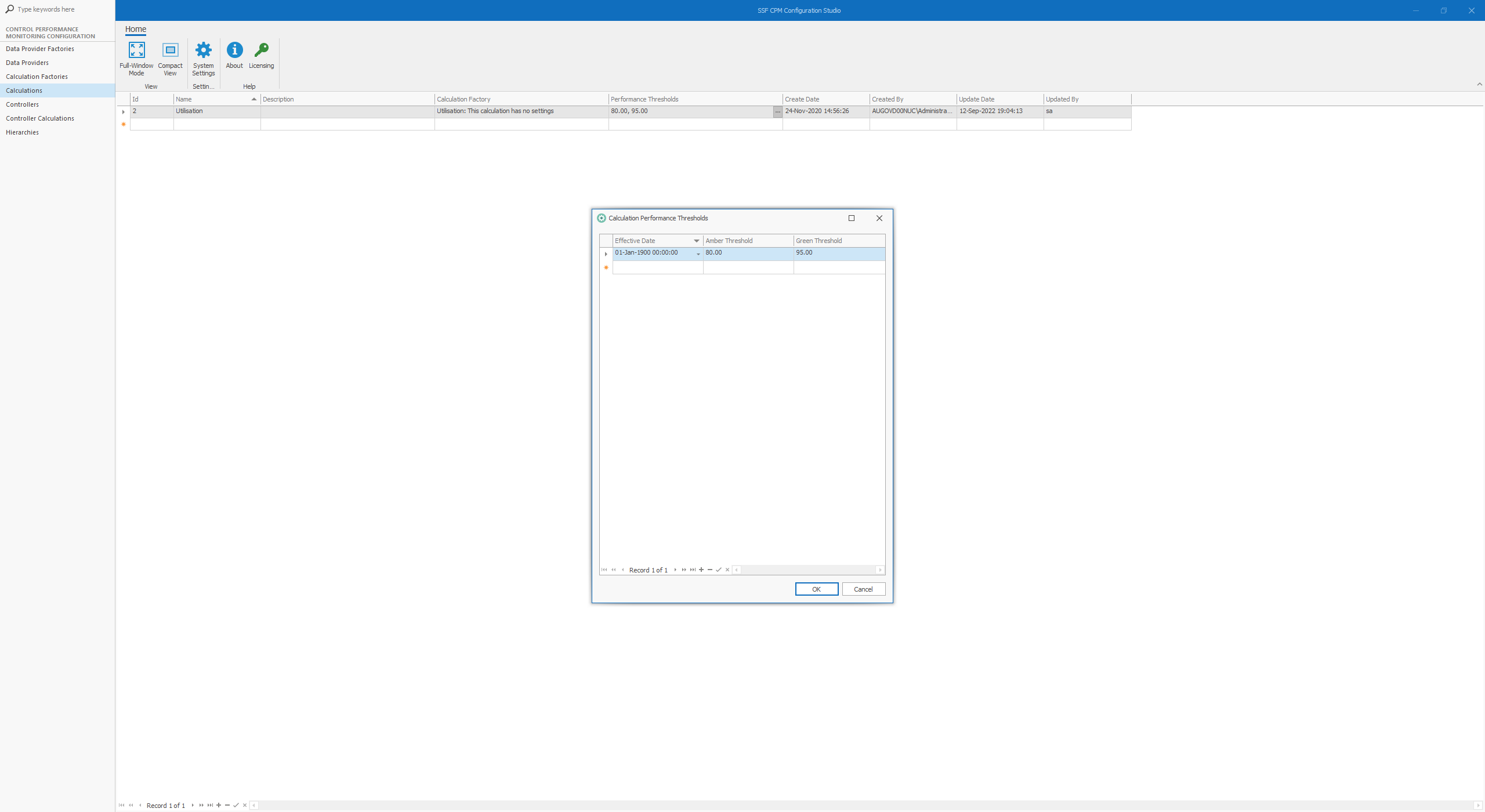 Control Loop Performance Monitoring Calculation Configuration