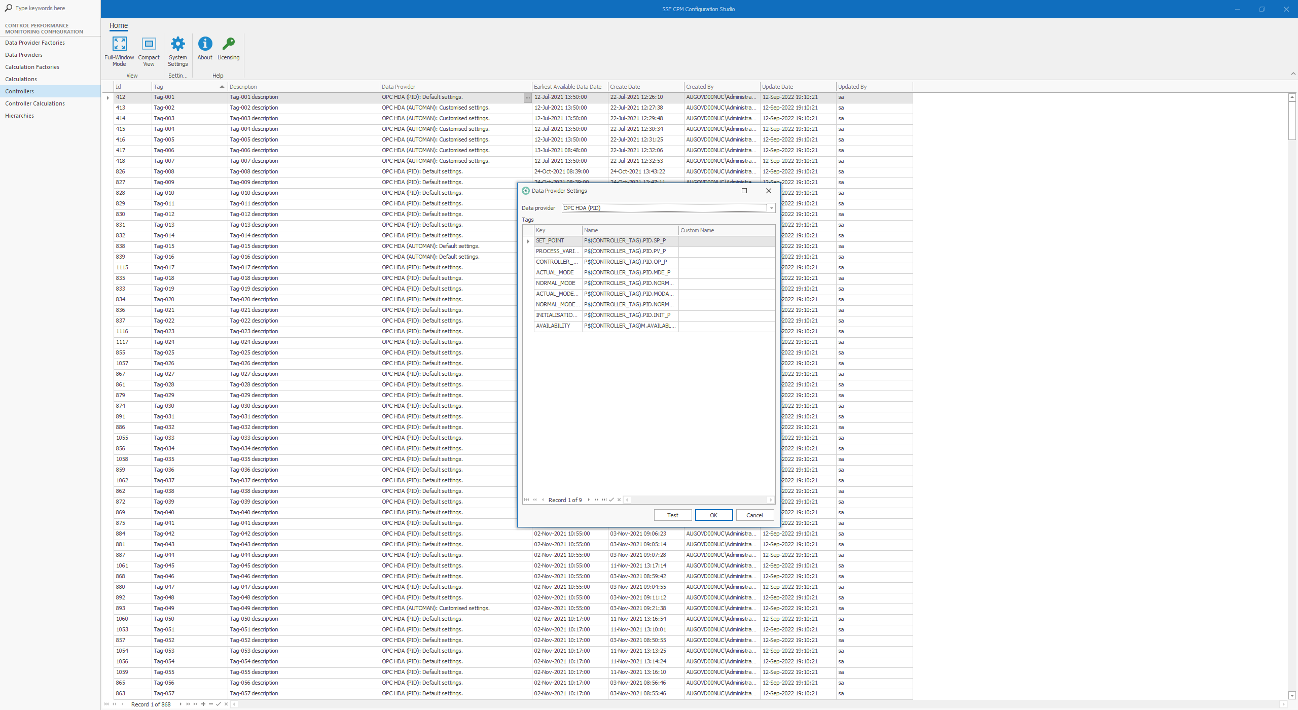 Control Loop Performance Monitoring Controller Configuration