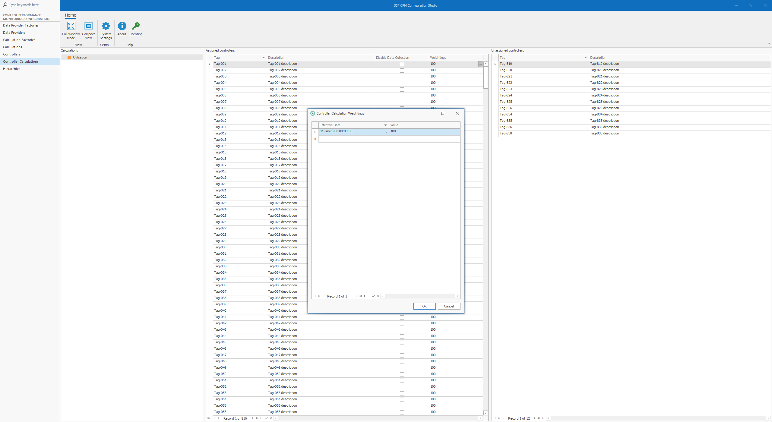 Control Loop Performance Monitoring Controller Calculation Configuration